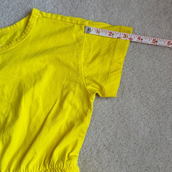 Primary Bright Yellow Short Sleeve Drawstring Dress Girls Size 8-9 - Picture 6 of 7